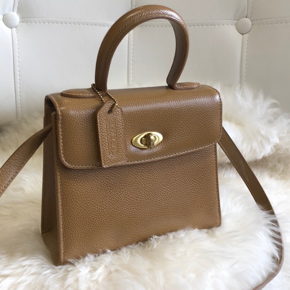 Coach Handbags - Coach Genuine Leather Handbag in Caramel and Gold